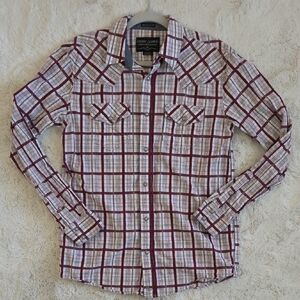 Cody James White & Burgundy Pearl Snap Shirt